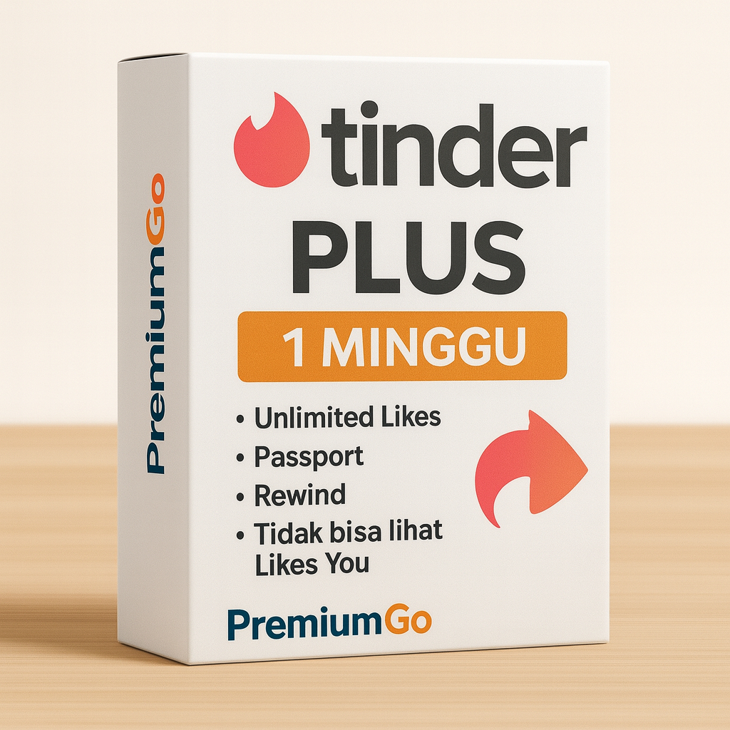 Tinder Plus Weekly 1 Minggu | Unlimited Like & Passport | Upgrade Akun