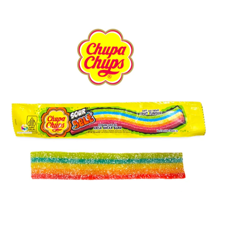 Chupa Chups Sour Belt - Permen Jelly Asam Manis 7gr - isi 24pcs/Box