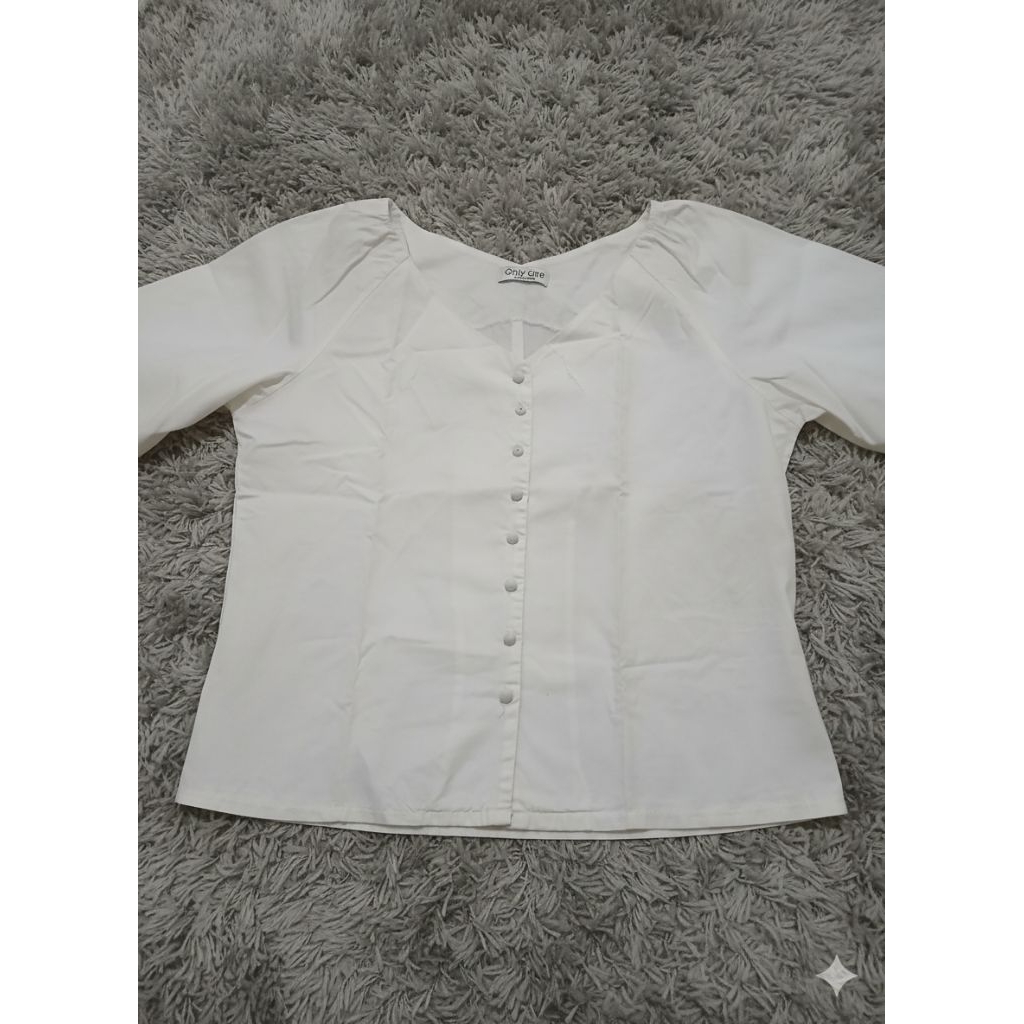 Blouse wanita kemeja wanita warna putih / Atasan kemeja wanita pl