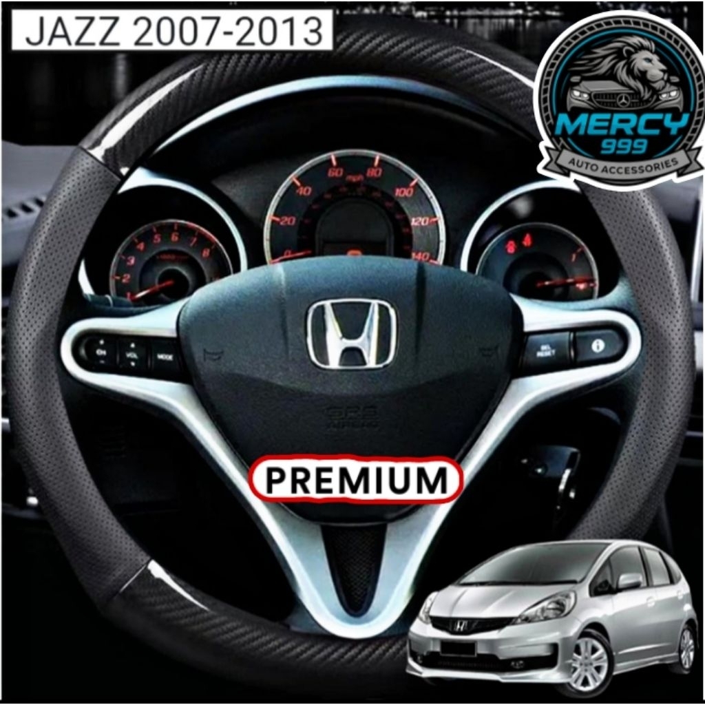 Cover Sarung Stir Setir Kulit Karbon Carbon Mobil HONDA JAZZ GE8 2007-2013 Premium