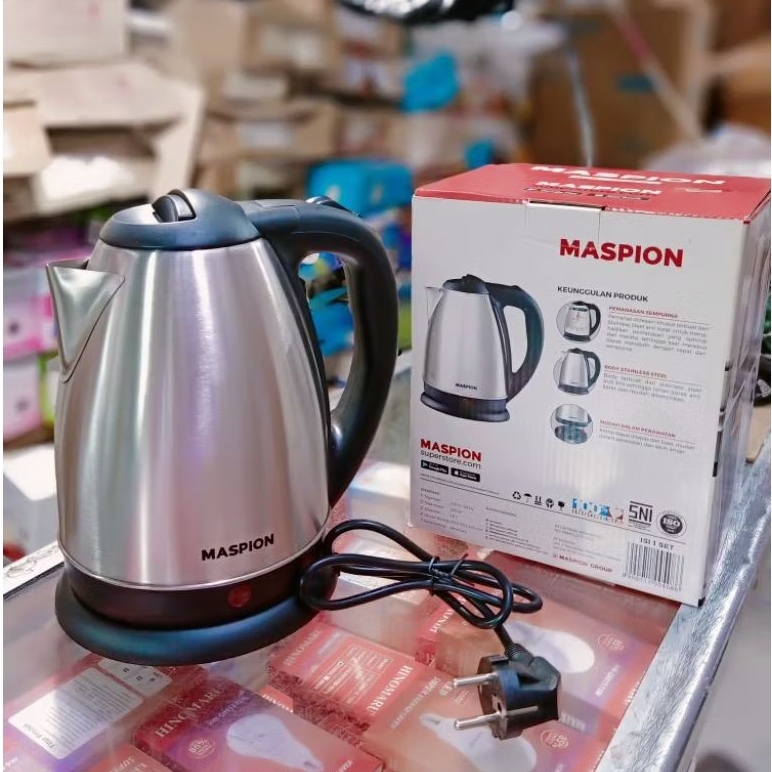 TEKO LISTRIK PEMANAS AIR OUTOMATIS STAINLES MASPION MEK-1802 1,8 LITER