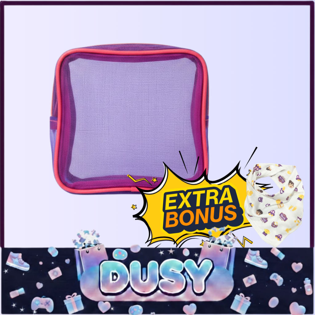 [JUAL MURAH] Pouch Bag Ungu - Transparan - Ukuran Kecil - Tempat Make Up Lucu - Tembus Pandang