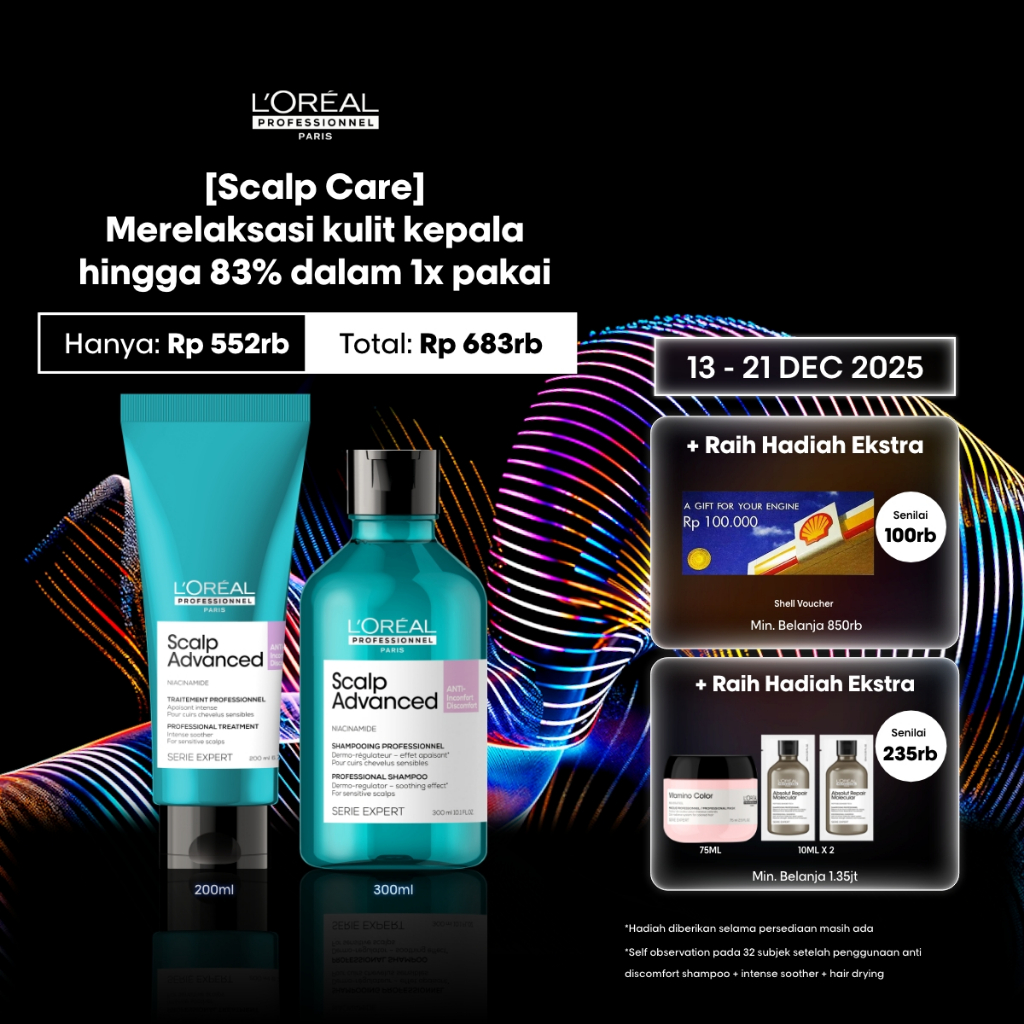 Dermo Regulator Shampoo 300ml & Hair Mask 250ml - Untuk Kulit Kepala Sensitif by L'Oreal Professionn