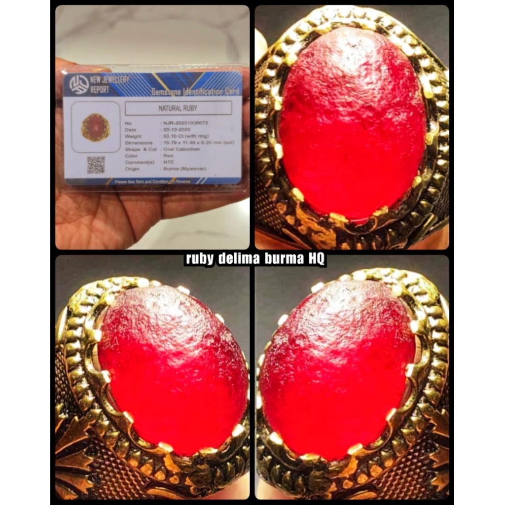 Ruby delima Burma asli myanmar bentuk rough ya