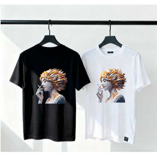 kaos baru 2026 wanita merokok T-shirt pria wanita katun berkualitas tinggi versi korea desain