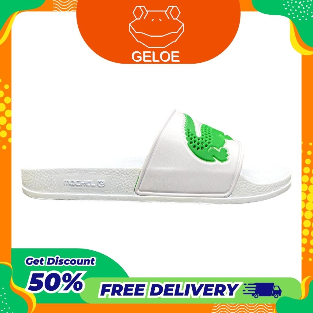 MOCHEL Sandal Selop Pria Buaya Terbaru Warna Putih Anti Slip Original