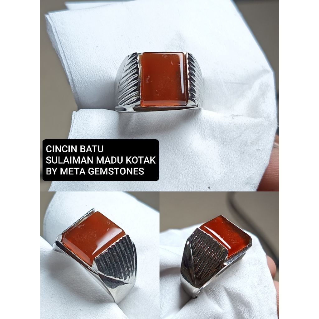 CINCIN BATU SULAIMAN MADU KOTAK RING MONEL