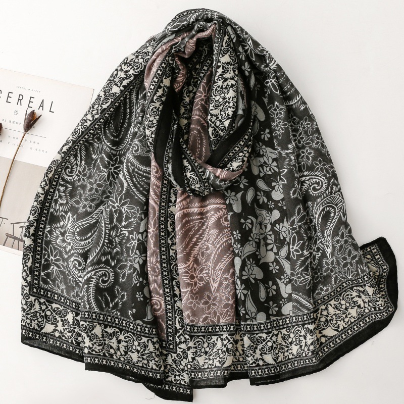 Fashion Serbaguna Motif Mete Paisley Printed Scarf Korea Panjang 180x85 Sun Screen Vintage Etnik Sya