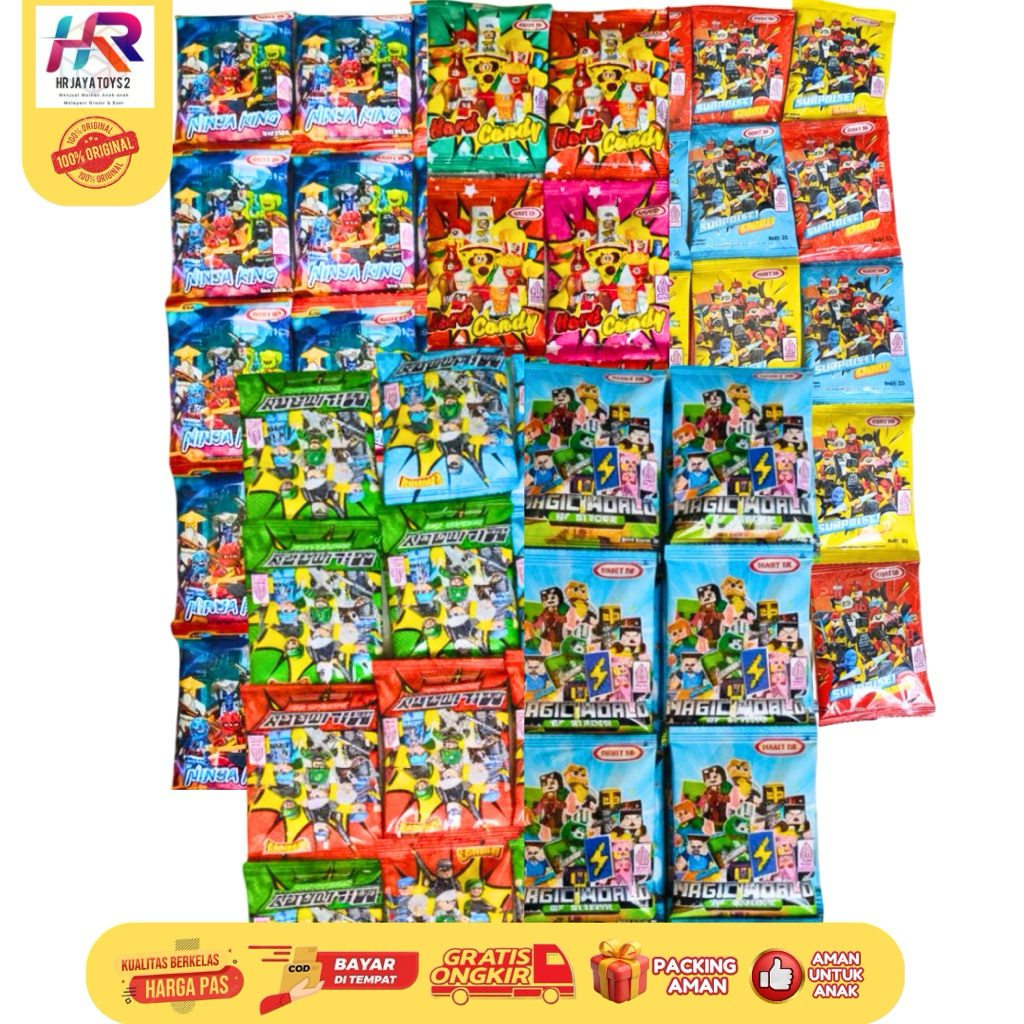 Brick Candy / Lego Permen – Mainan Lego Mini Isi Permen – Jajanan Anak Grosir – Snack + Mainan