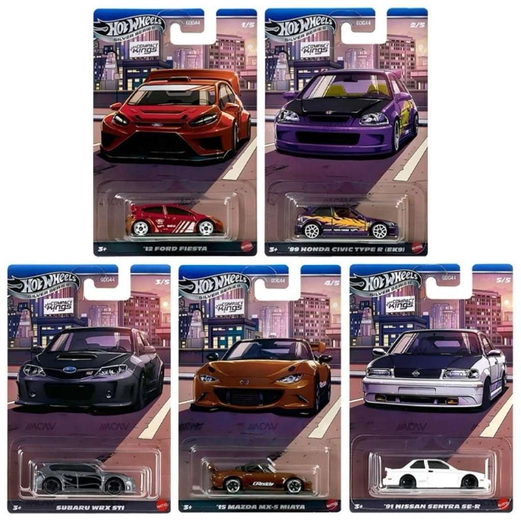 Hot Wheels Compact Kings Silver Series 2026 | '99 Honda Civic Type R (EK9), '12 Ford Fiesta, Subaru 