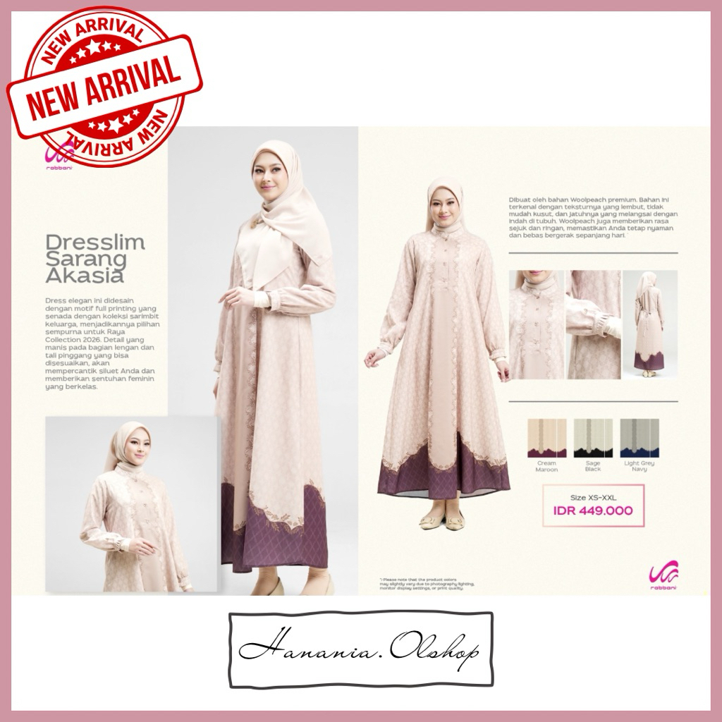 DISKON RABBANI ORI - NEW ARRIVAL Dresslim Sarang Akasia Rabbani | dresslim rabbani | gamis rabbani |