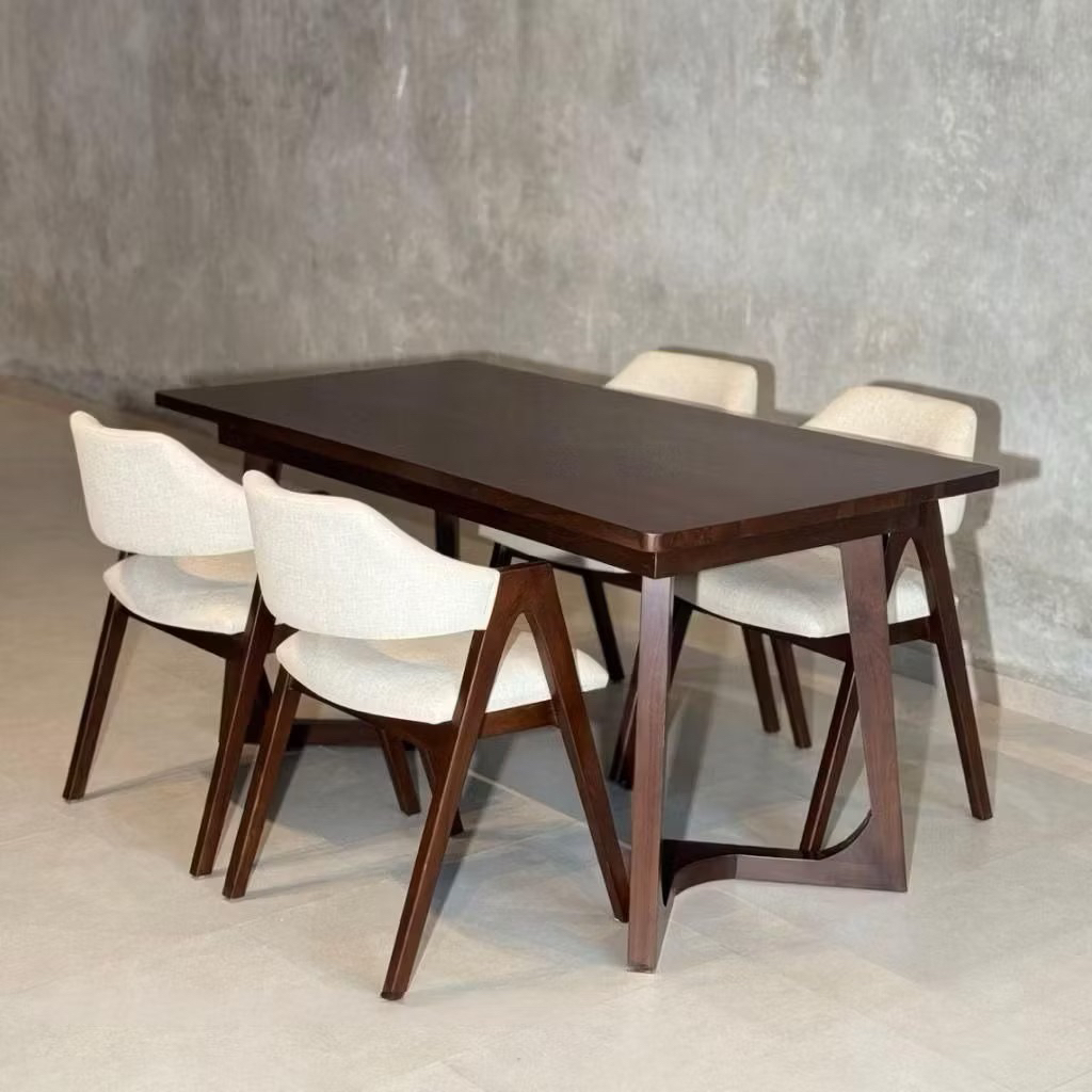 set meja makan minimalis kayu jati, dining set kayu jati, dining chair, kursi A