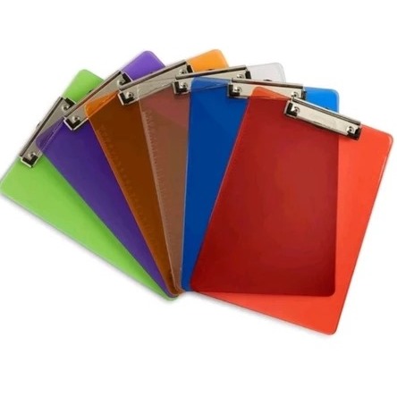 Clipboard Plastik Warna Bening / Papan Ujian Transparan Folio