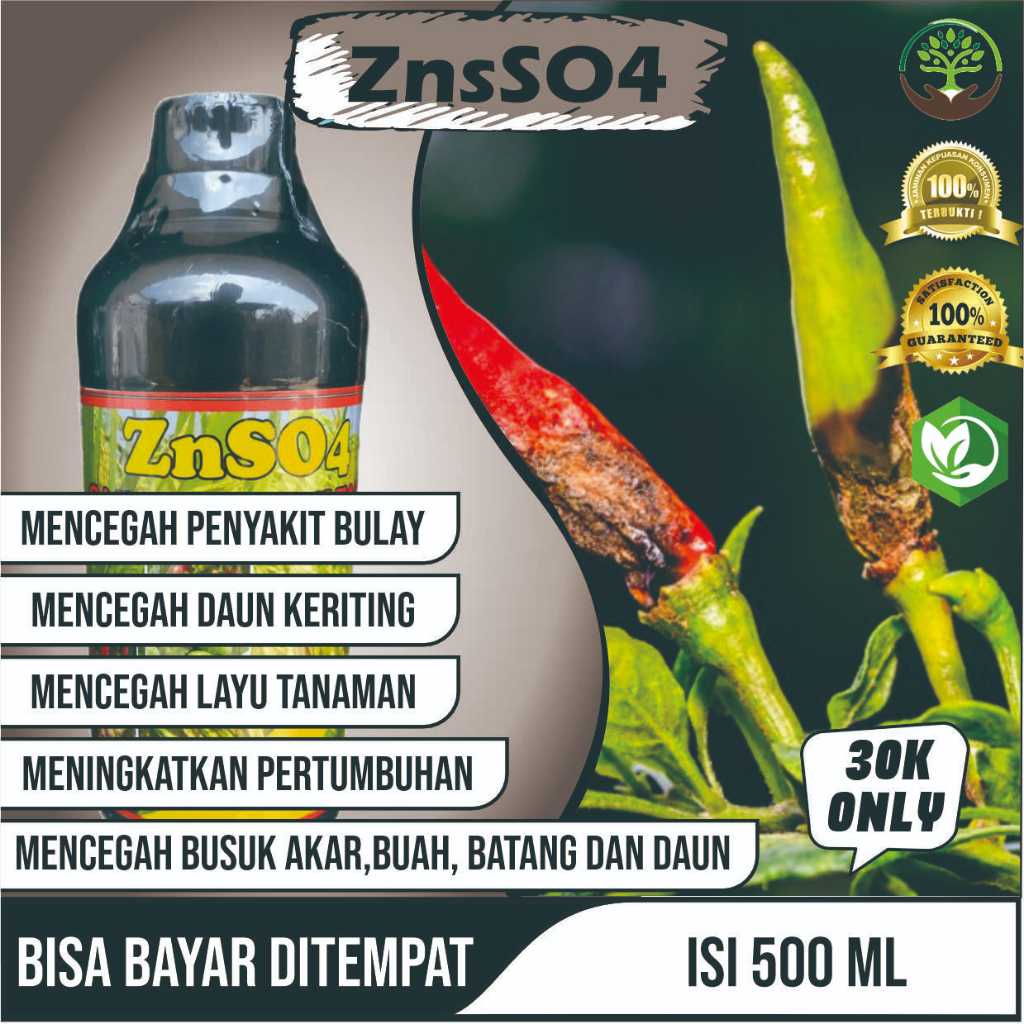 (NEW) ZnSO4 GAZA ZINK SULFATE Pupuk Semprot Anti Daun Cabe Keriting Kering dan Busuk Buah, Daun Akar