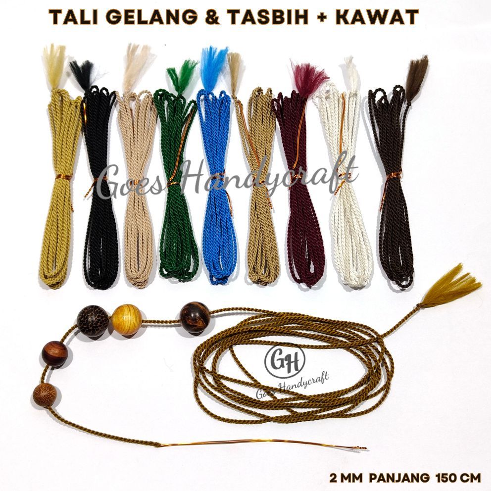 Benang Tasbih + Kawat /Tali Gelang/benang katun doubel plintir mesin varian warna panjang 150 cm