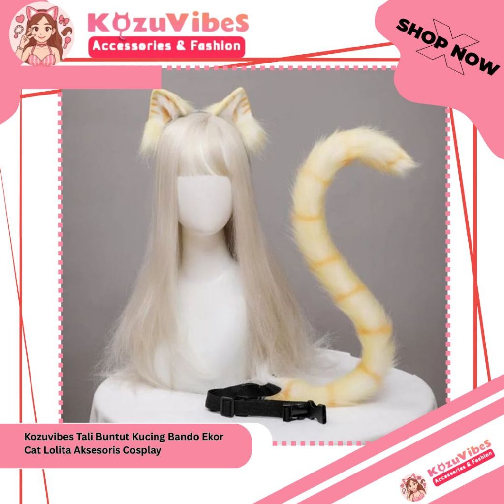 Kozuvibes Tali Buntut Kucing Bando Ekor Cat Lolita Aksesoris Cosplay