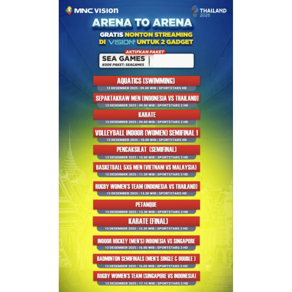 Voucher Paket Jawara MNC Vision SEA GAMES