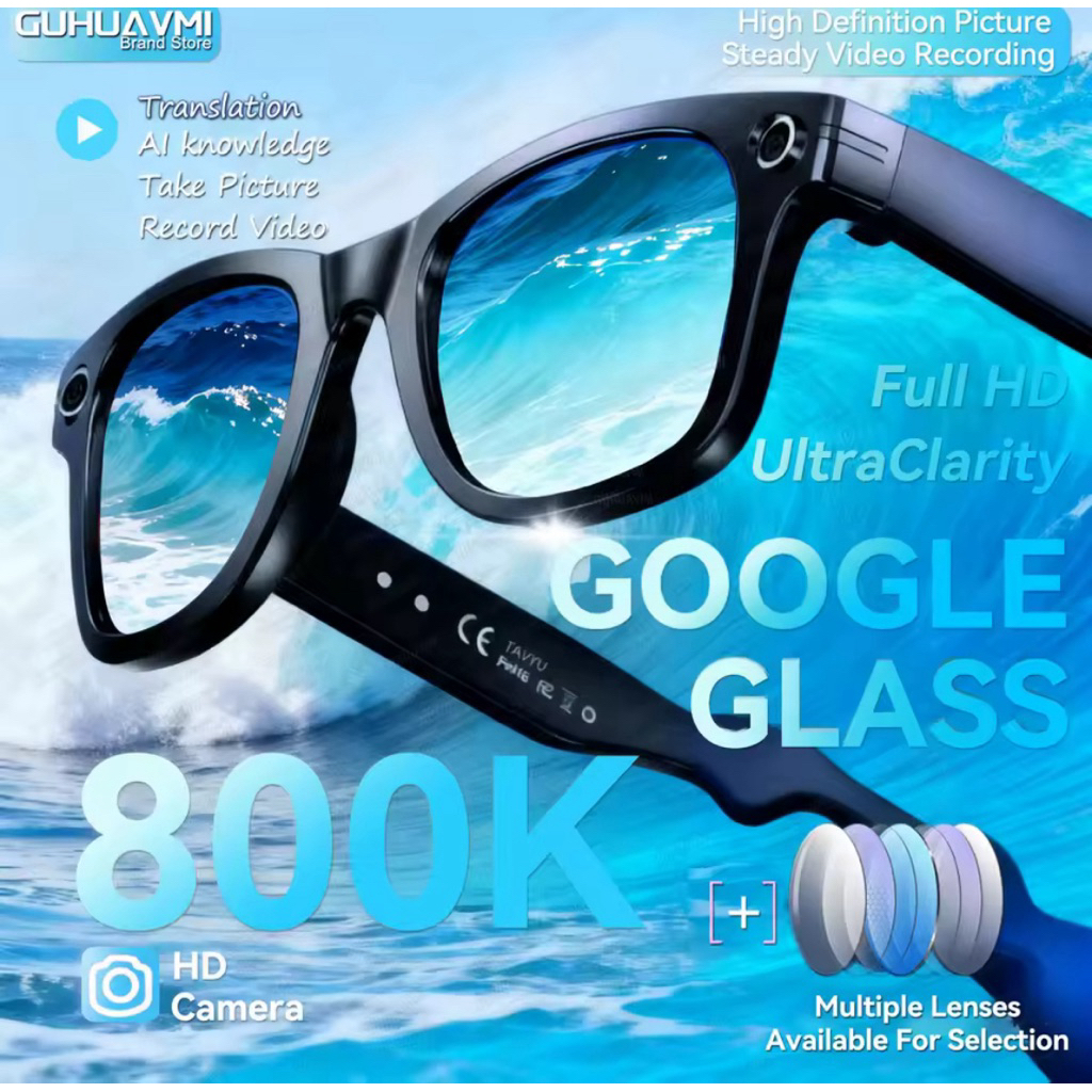 Smart Glasses Camera Audio Video Music AI Bluetooth Headset Kacamata Pintar
