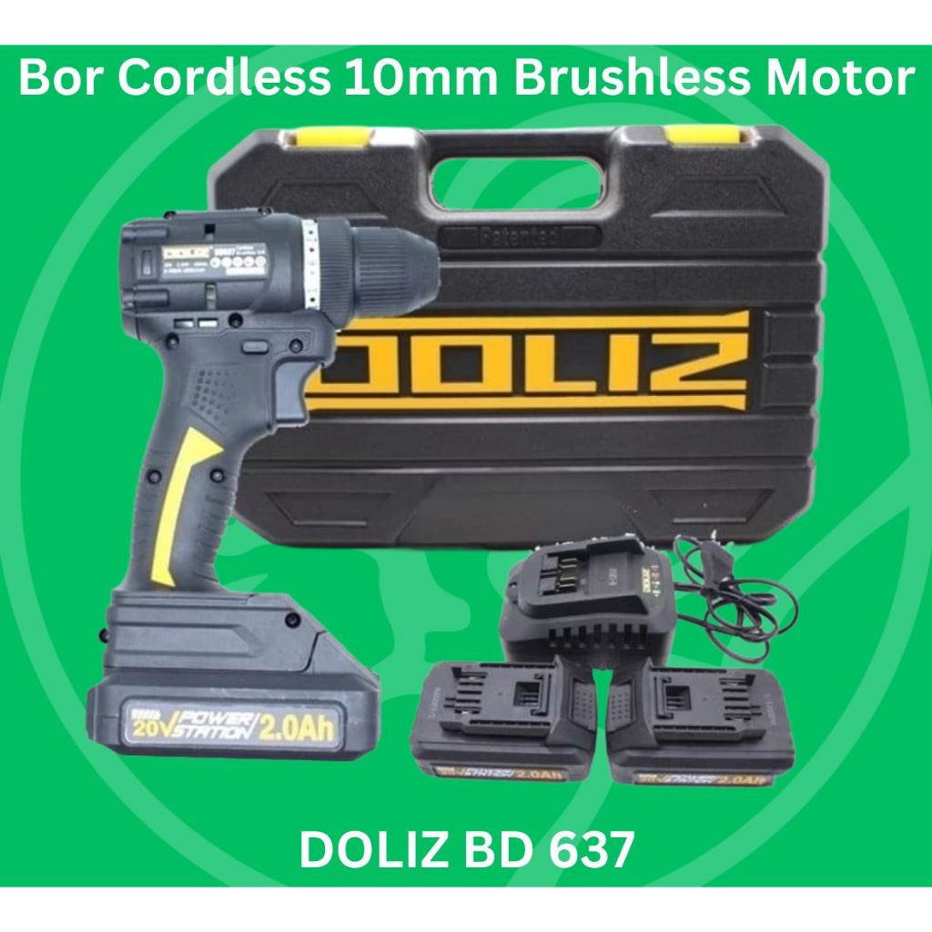 DOLIZ BD 637 Bor Cordless 10mm 21V Brushless Motor Doliz BD637 Bor Baterai Doliz BD 637