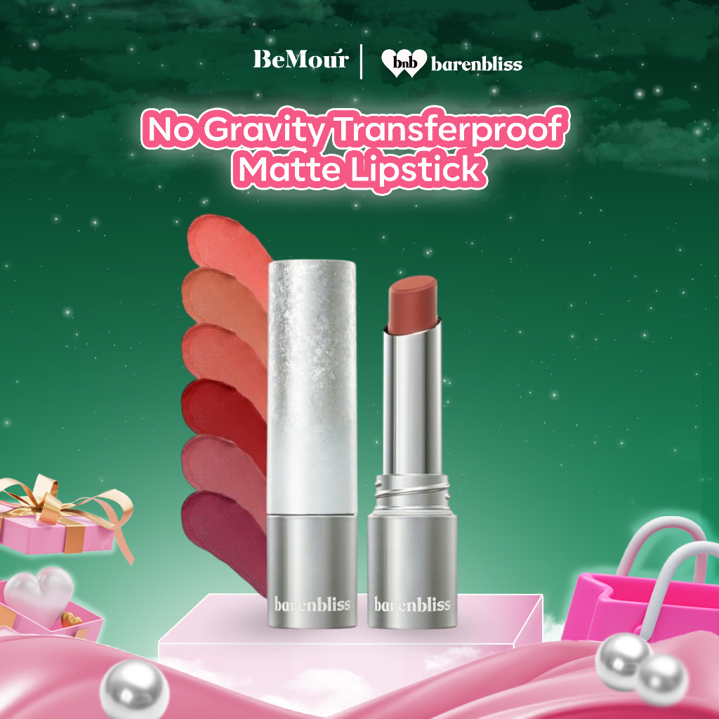 BARENBLISS - NO GRAVITY TRANSFERPROOF MATTE LIPSTICK ( 3 g ) - BNB Lipstik Matte Transferproof Water