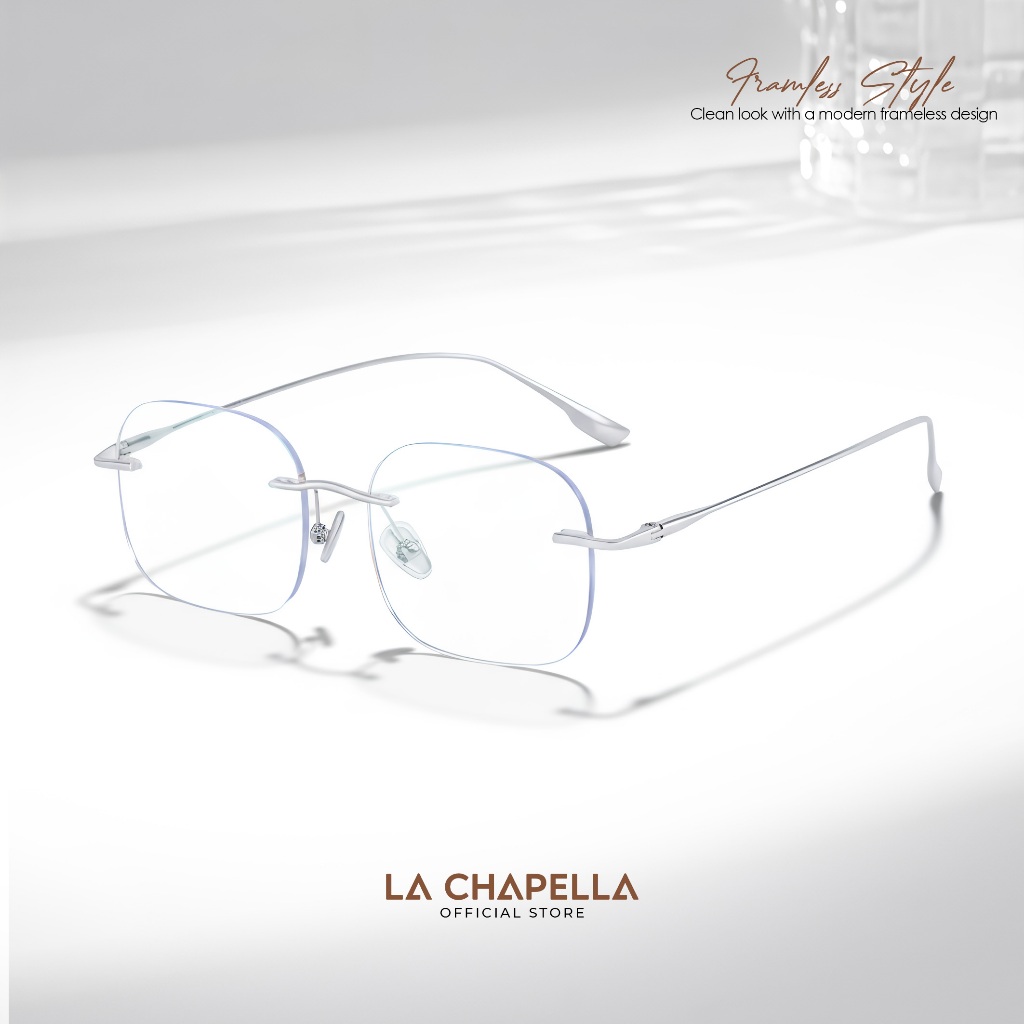 La Chapella Kacamata Minus Frame Rimless Titanium Photocromic Wanita Anti Radiasi Blueray 1135-16096