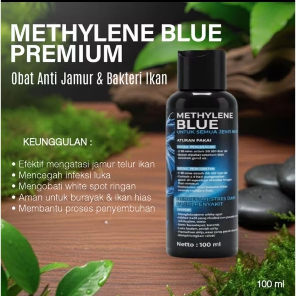 Methylene blue plus obat biru ikan hias cupang Guppy louhan koi koki arwana