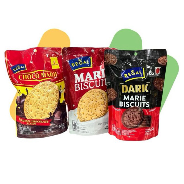 BISKUIT REGAL MARIE BISCUITS / REGAL CHOCO MARIE / REGAL DARK MARIE BISCUITS ISI 8 PACKS