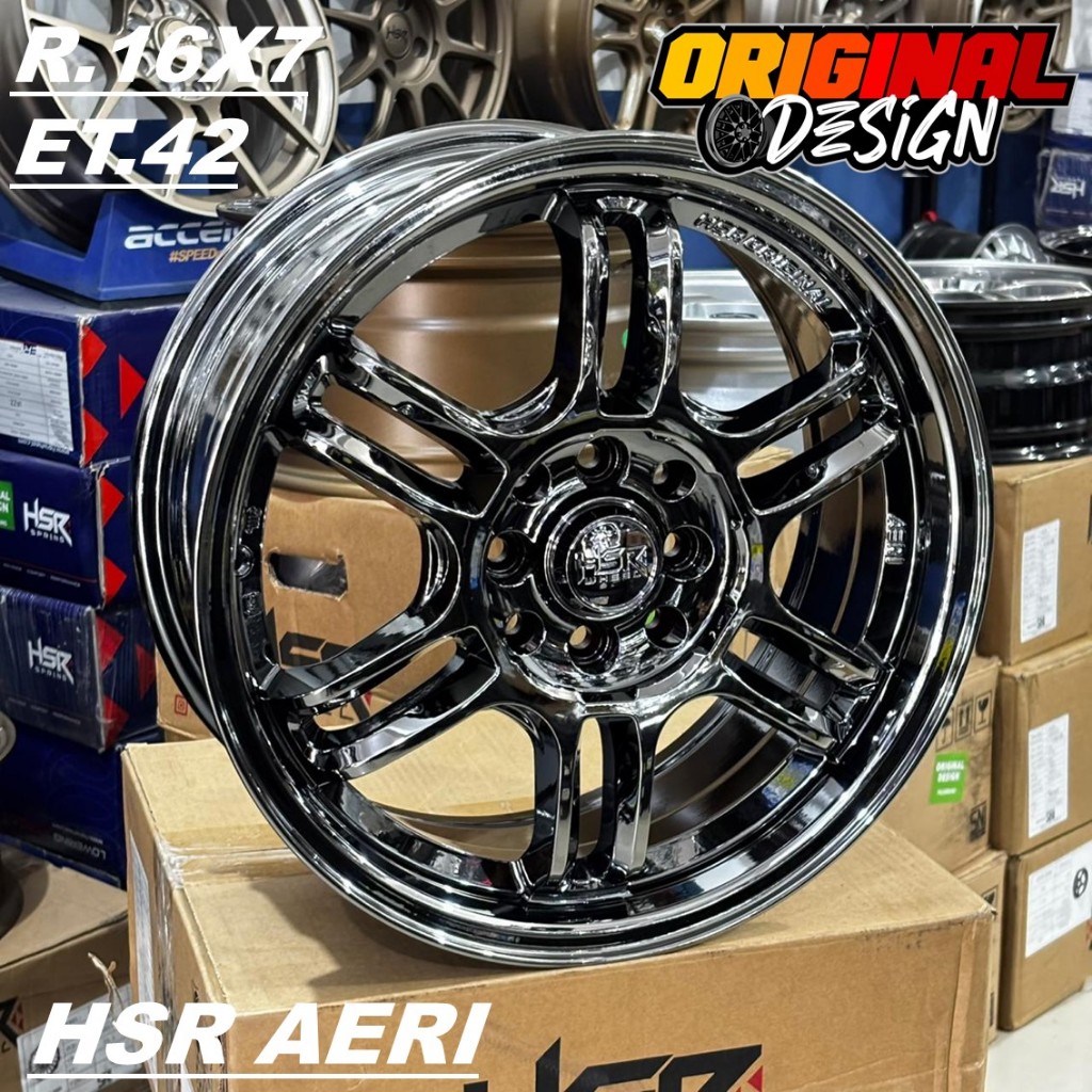 Velg Racing Ring 16 Black Chrome HSR AERI R16 Lubang 4 YARIS, ETIOS, JAZZ, Dll
