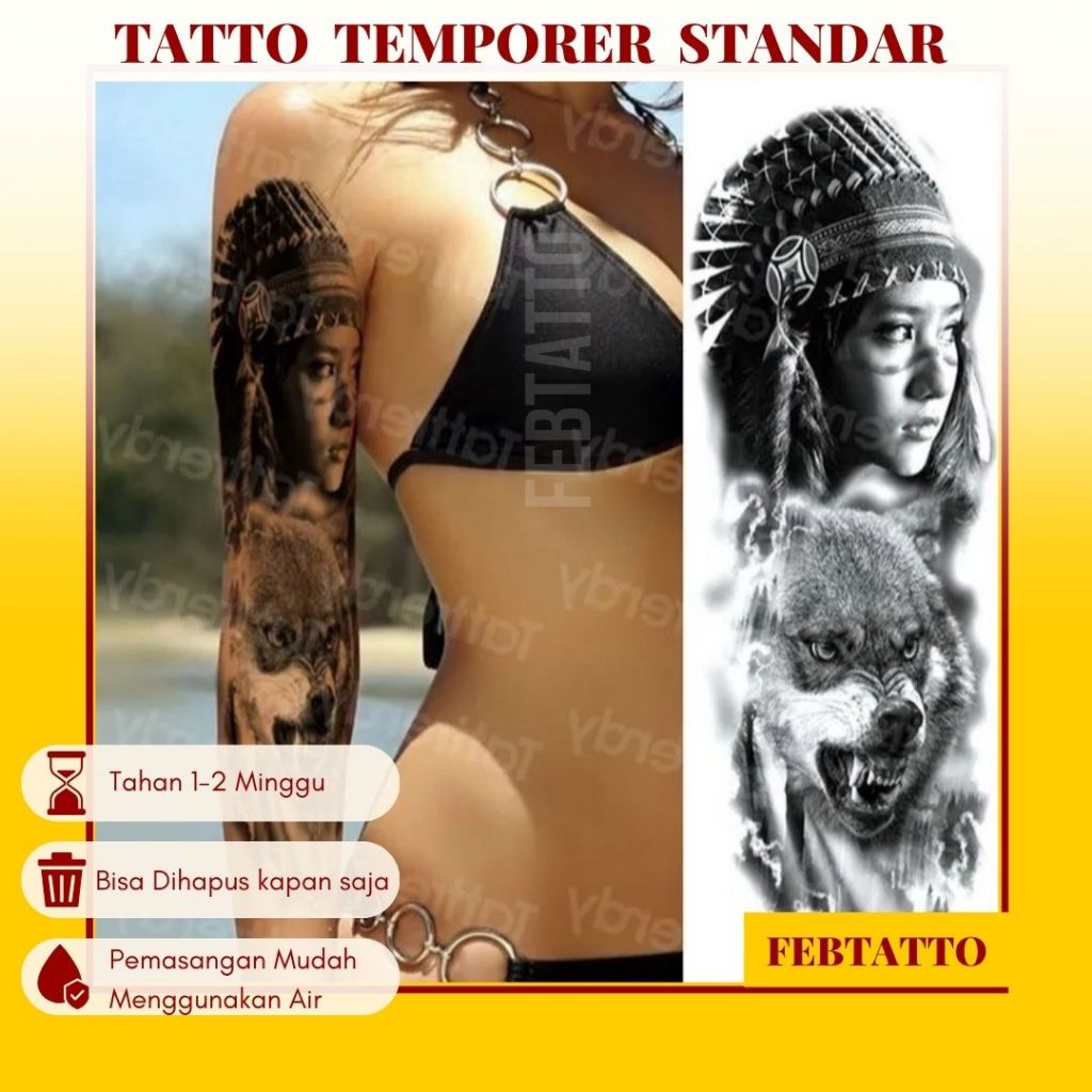 Temporary Tattoo FULL ARM Size 17x48cm Aesthetic Tattoo Motif Temporary Tattoo Sticker Halal Wholesa