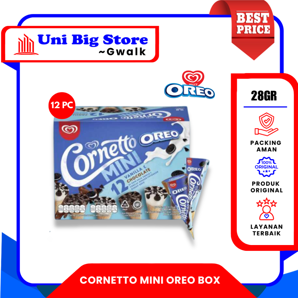 WALLS CORNETTO MINI OREO BOX ICE KRIM ~12P X 28GR ES KRIM ICE CREAM