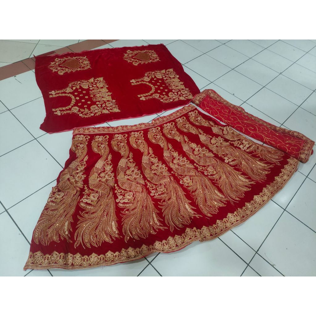 lengga india, baju pengantin india, baju pesta india, Lengga merak( MASIH BAHAN)