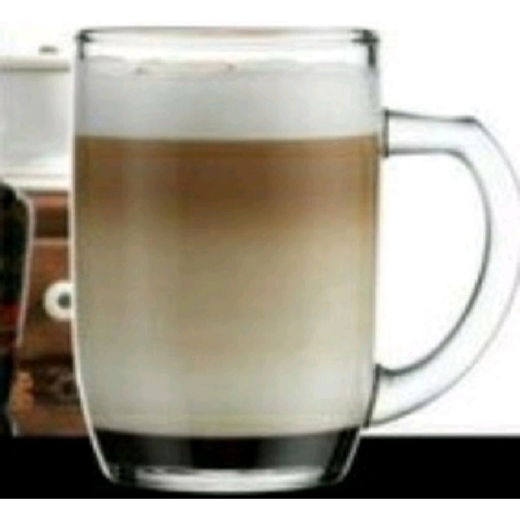 gelas minum kaca beling bening tebal jumbo besar kapasitas 400ML gelas gagang migi model gendut 603 