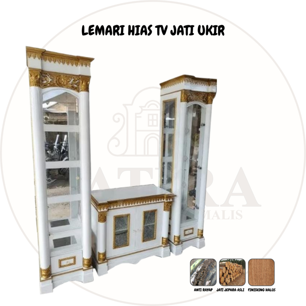 Lemar Hias Tv Jati Ukir Jepara | Lemari Buffet Jati Jepara Asli Palembang Murah