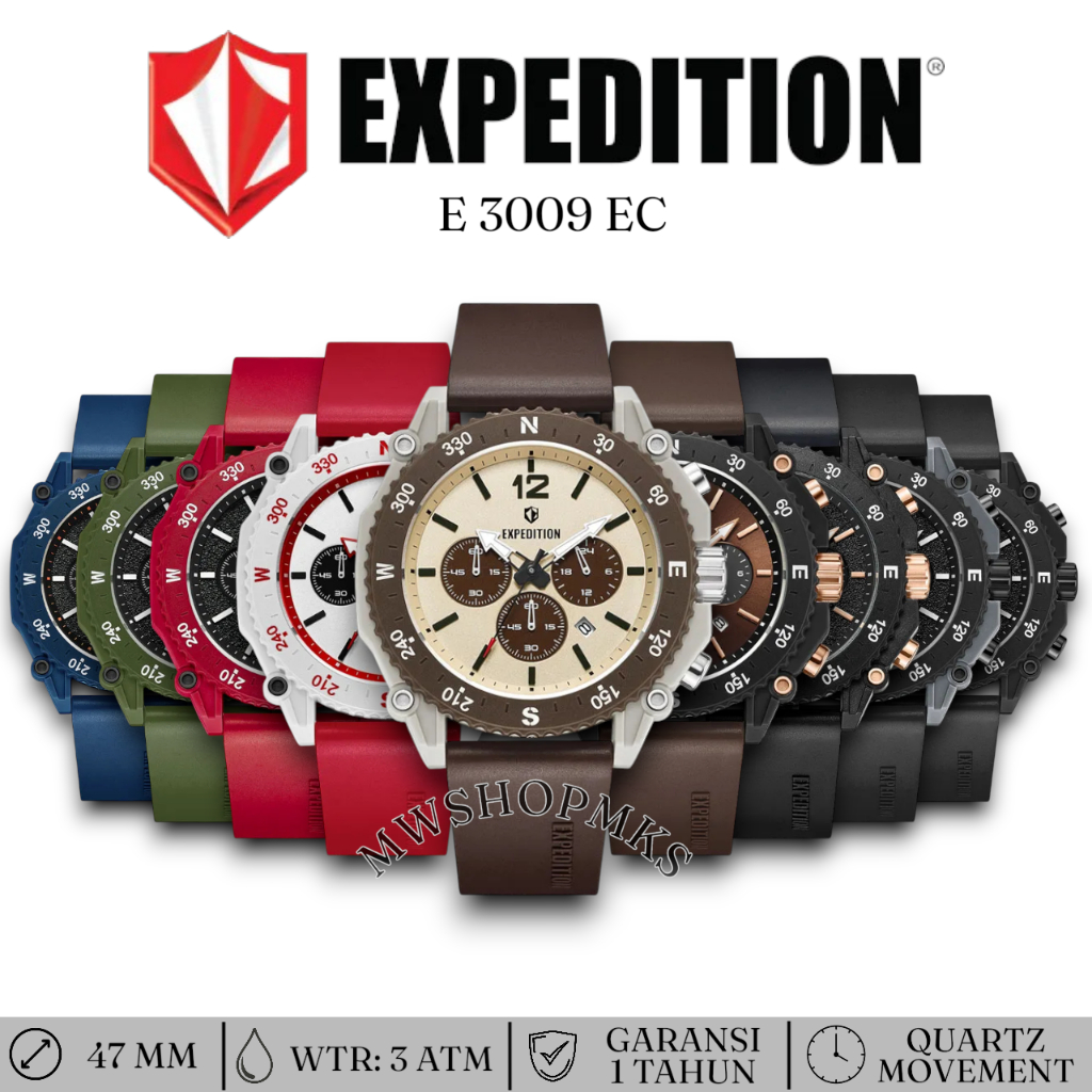 Jam Pria EXPEDITION E3009 3009 E 3009 ECO CERAMIC Original Garansi Resmi CHRONOGRAPH STRAP RUBBER