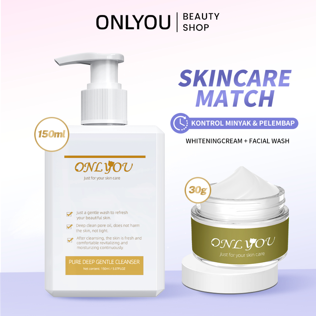 [BPOM]ONLYOU Skincare Paket Amino Acid Brightening Facial Wash & ONLYOU Whitening Essence Moisturizi