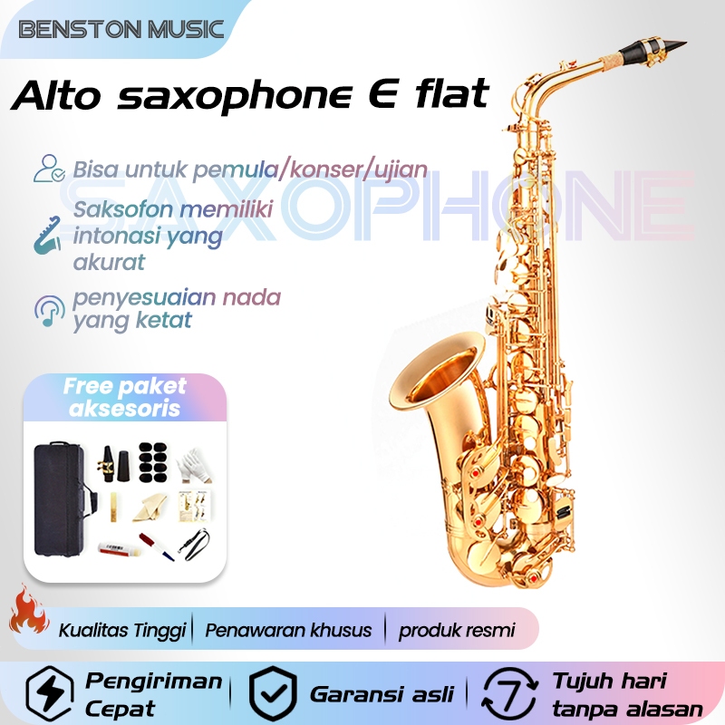 Benston Music- Instrumen Saxophone, Alto Saxophone E Flat, Saxophone untuk Pemula, Alat Musik Tiup S