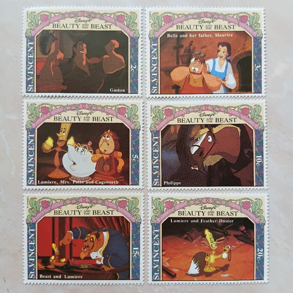 Perangko Prangko Saint Vincent and The Grenadines 1992 Seri Beauty and The Beast 6 Pcs - YN3013