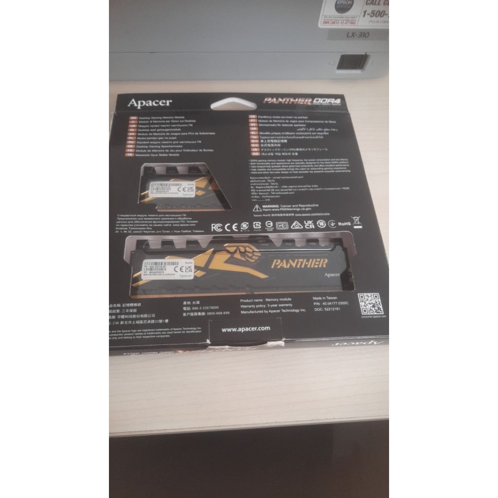 RAM DDR 4 16 GB (8×2) 3200 Mhz Apacer Panther Gold