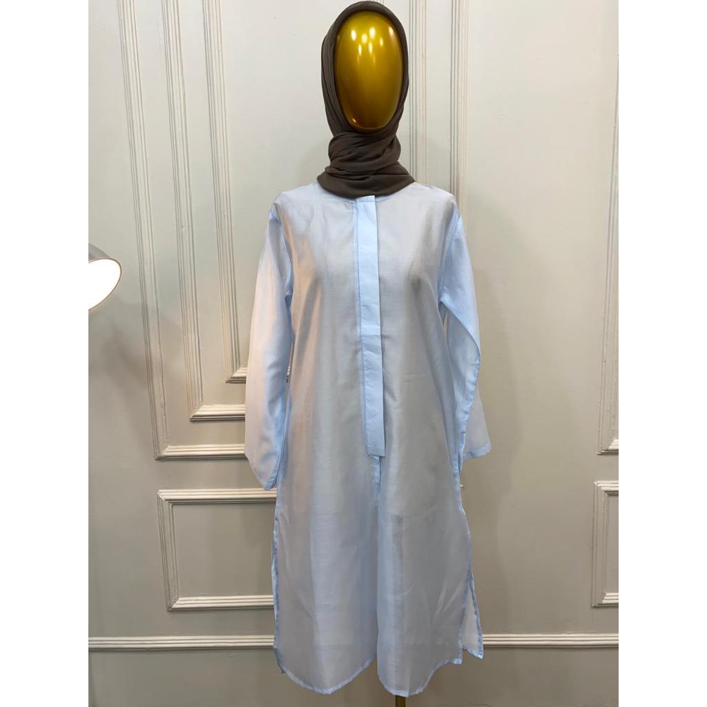 Long Outer Tunik Kancing - Cardigan Oufit Kondangan Wanita Bahan Katun Tencel Lyocell size M XL