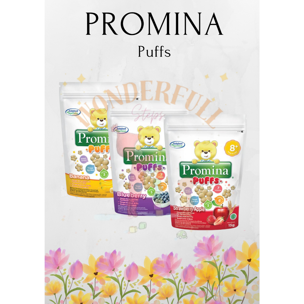 Promina Puffs 15 Gram - Camilan Bayi 8+ Bulan Rasa Banana/Strawberrry Apple/Blueberry