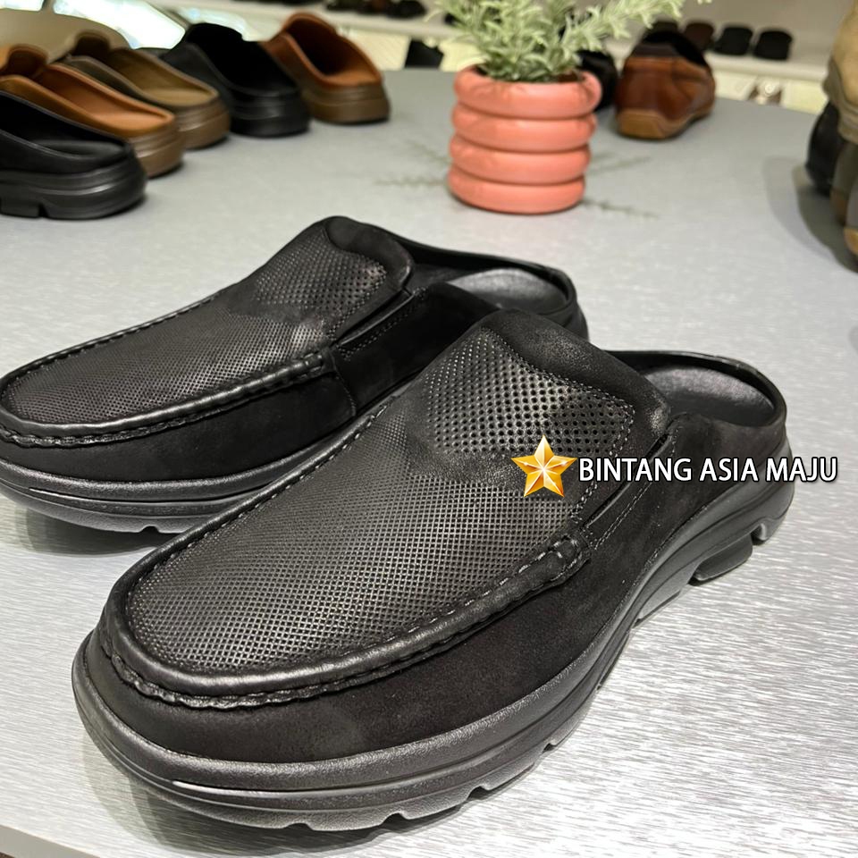 SEPATU SENDAL ANDREW PRIA ORIGINAL SELOP SLIP ON SHOE KASUAL KULIT ASLI HITAM ANM02