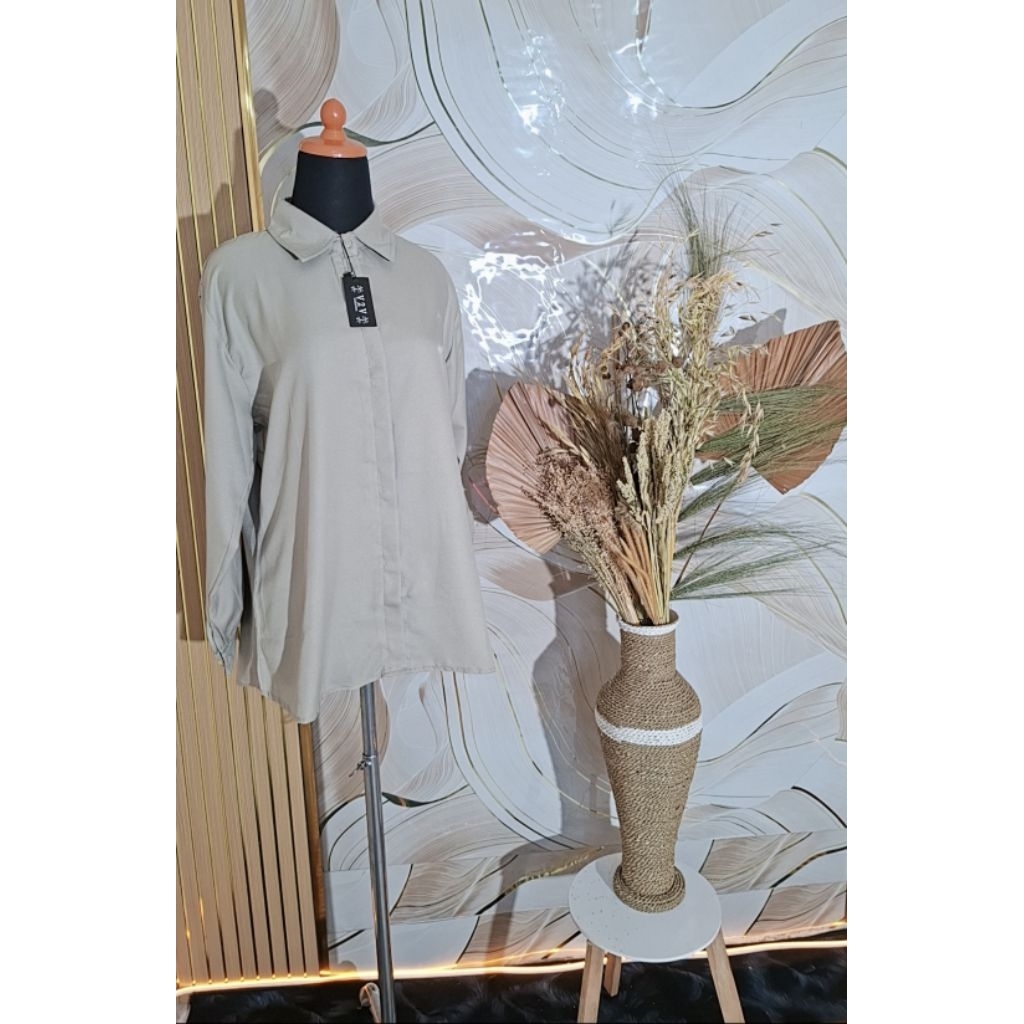 KEMEJA BASIC POLOS BAHAN "SHAKILLA TWILL | LEMBUT & PREMIUM - WARNA SAGE