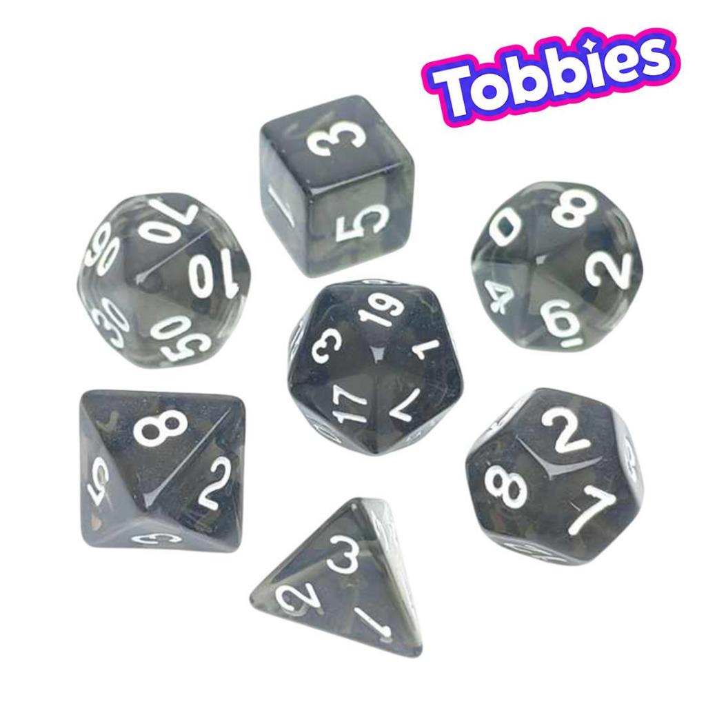TOBBIES FUN SHOP Dadu Polyhedral Dungeons & Dragons untuk Board Game Dice Set - 7 Buah Dadu Plastik 