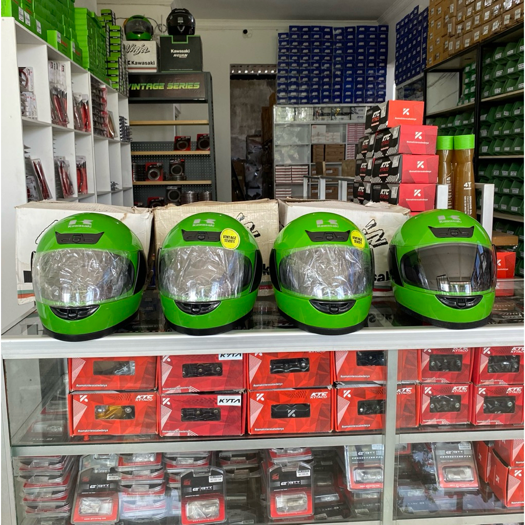 Helm original kawasaki ninja R Ss Rr bawaan motor dealer jaket kulit asli motor ninja ss rr original