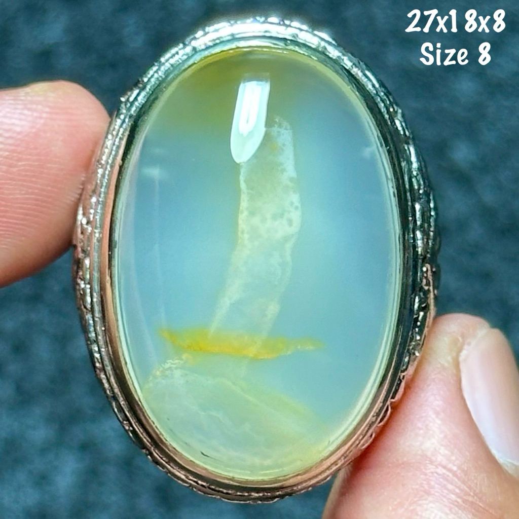 Cincin Batu Akik Natural Baturaja Sodo Lanang Mr. P 3D Aquarium Jumbo Kristal (asli alam)