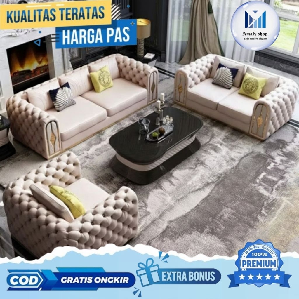 Sofa Casterfield 321 Minimalis Modern Super Empuk Kursi Ruang Tamu Mewah Terbaru