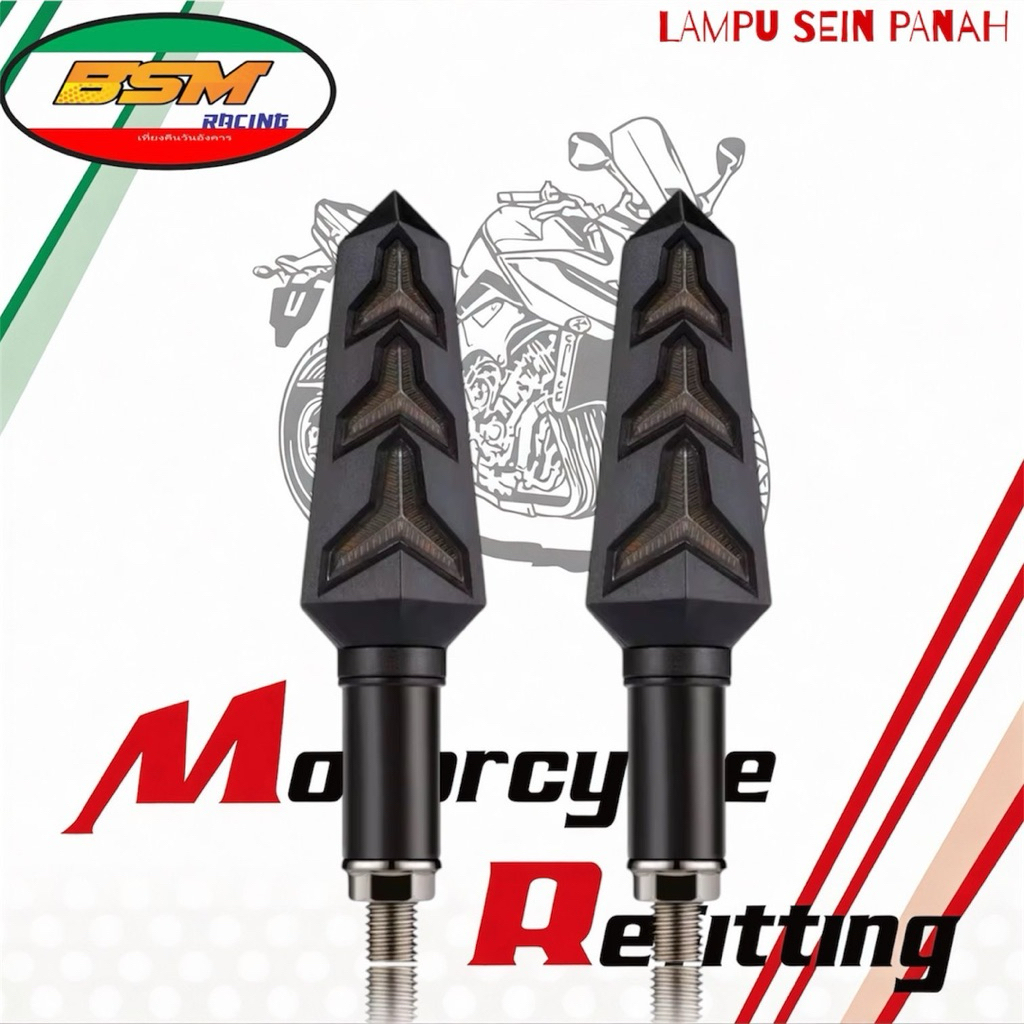 Lampu sein sen LED variasi model led runing pesawat jet universal motor klx crf vixion Rx king tiger