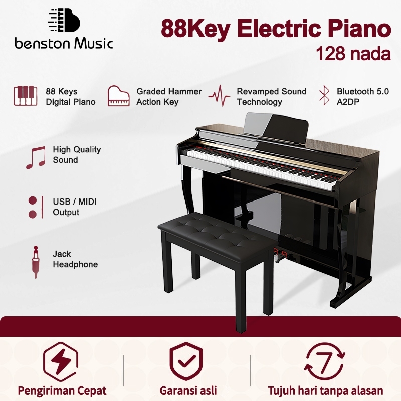 Benston Music- Piano Elektrik Profesional, Piano Elektrik Palu Berat 88keys, Piano Elektrik Latihan 