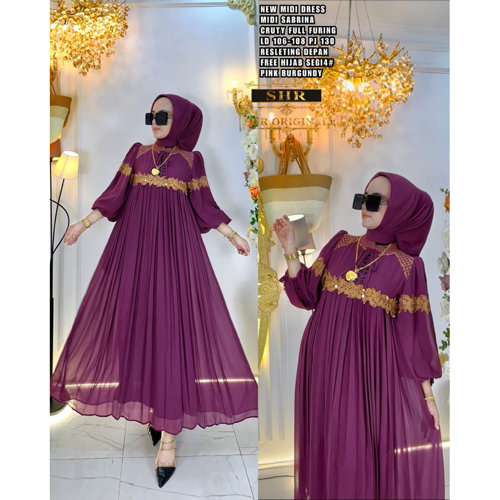 “BY SHR ORI NEW” READY MIDI DRESS SABRINA MANJA BORDIR CERUTY SET HIJAB BY SHR ORI