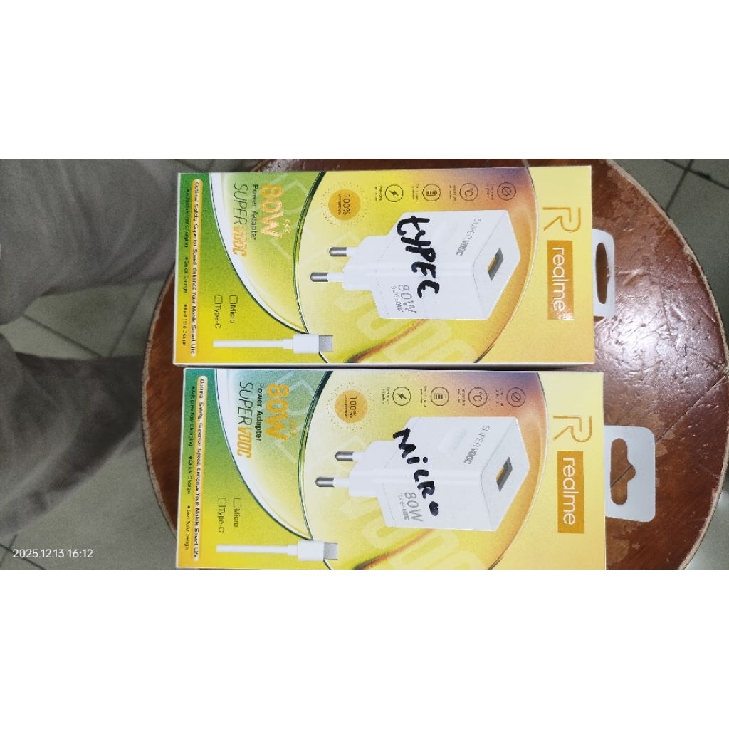 Charger REALME VOOC Fast Charging Micro & Tipe-C Original 80 Watt